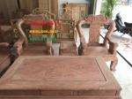 Bàn ghế gỗ| Bàn ghế Minh voi 8 món gỗ hương đá