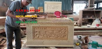 Quách gỗ  vàng tâm| Quách chạm rồng _QR15