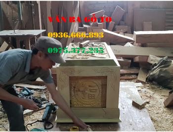 Quách gỗ vàng tâm trạm rồng sen_ Q12