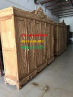 Tủ áo 3 buồng 6 cánh gỗ gụ lào