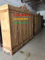 Tủ áo 3 buồng 6 cánh gỗ gụ lào