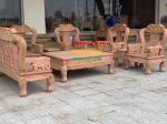 Bàn ghế gỗ voi đặc 8 món tay 12