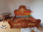 Giường ngủ dát vàng gỗ tự nhiên cao cấp