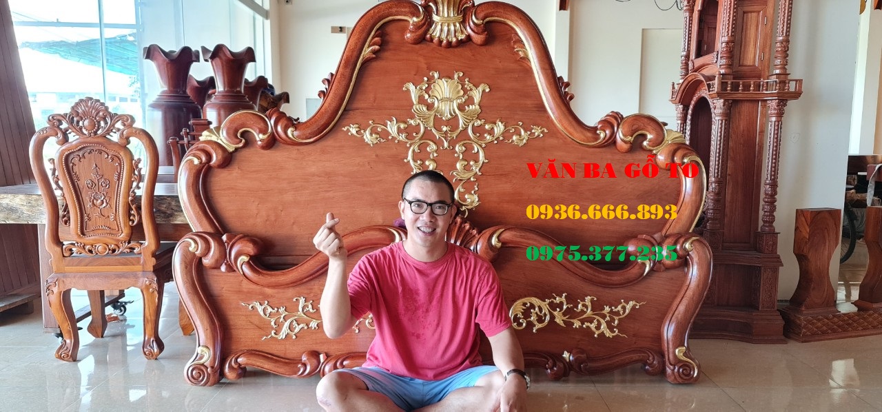 giường gỗ dát vàng tại Hà Nội
